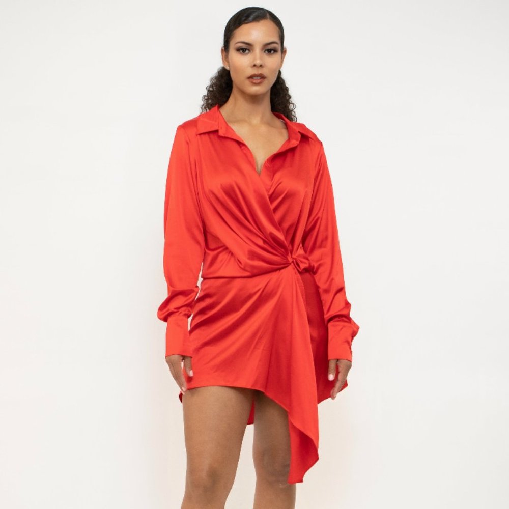 Luxxel Satin Shirt Dress NWT